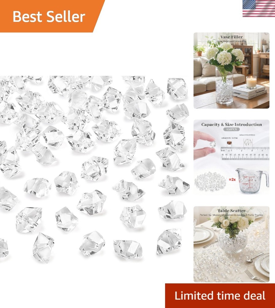 150PCS Clear Acrylic Fake Diamonds for Elegant Event Decor & Table Centerpieces