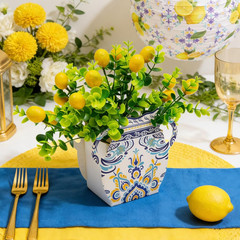 18 PCS Amalfi Coast Party Decorations, 6 Blue Tiles Lemon Table Centerpiece