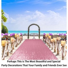 Sequin Aisle Runners 2ft X 15ft Pink Gold Carpet Runner For Party Glitter Runner