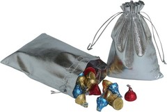 100 Pack Silver 5×7 Heavy-Duty Organza Drawstring Bags for Elegant Gifting