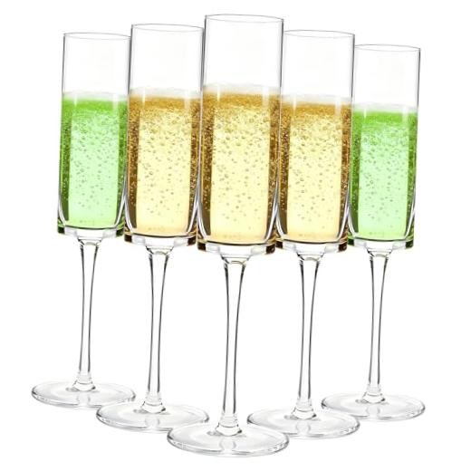 12-Pack Plastic Champagne Flutes, 6oz Square Disposable Toast 12-pack Clear