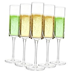 12-Pack Plastic Champagne Flutes, 6oz Square Disposable Toast 12-pack Clear