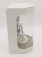 Wilton Double Heart Cake Topper Chrome & White w / Faux Crystals 5″ T x 6″ W.