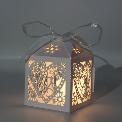 100 Pack Love Heart Laser Cut Wedding Favor Boxes with Ribbons for Candy Gifts