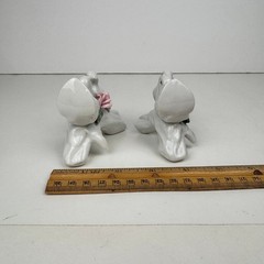 2 Vtg White Figurines Birds Doves Roses Leaves Branch Wedding Tabletop Deco Gold