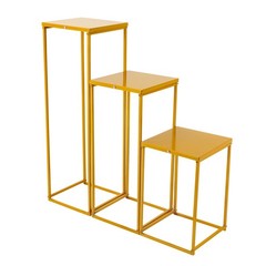 3Pcs Gold Rectangular Stands Wedding Aisle Centerpiece Decor Iron Flower Stand