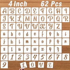 4 Inch Letter Stencils for Painting on Wood, 62 Pcs Calligraphy Alphabet and …