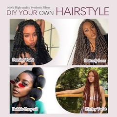 Springy Afro Twist Hair 6 Packs Marley Twist 10 Inch (Pack of 6) 1B# (Black#)