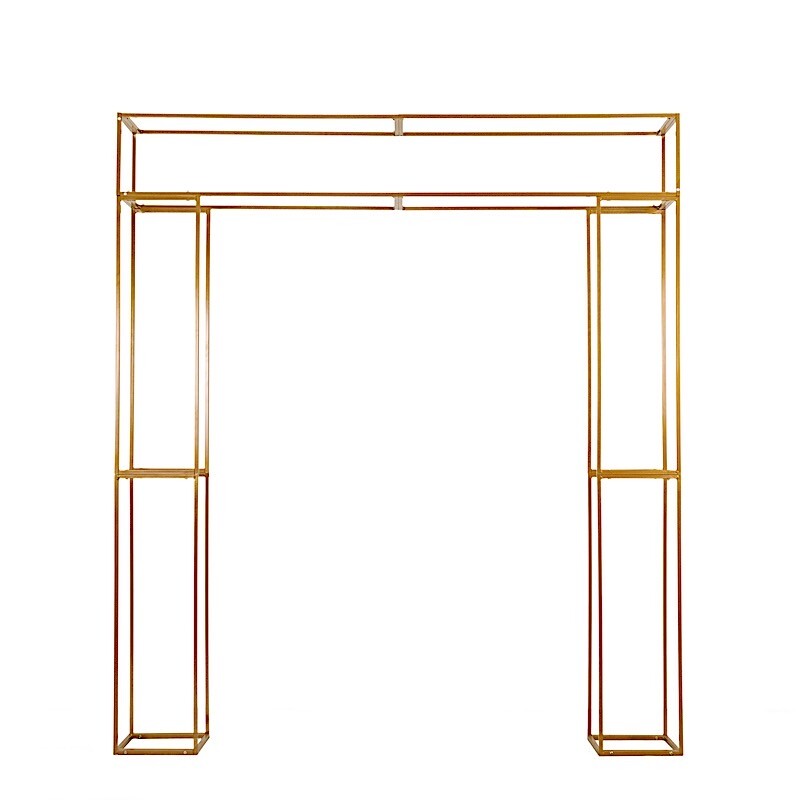 7.5 ft tall 3D Gold Rectangular Metal Wedding Arch Backdrop Stand Decorations