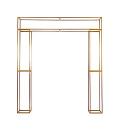 7.5 ft tall 3D Gold Rectangular Metal Wedding Arch Backdrop Stand Decorations