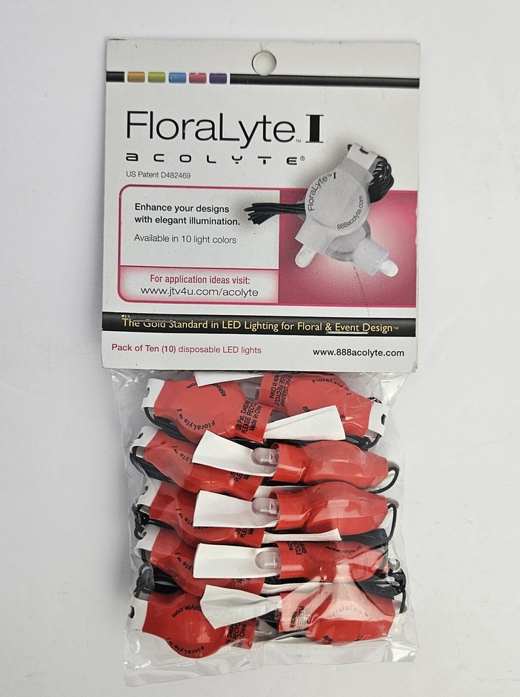 LED FloraLyte Acolyte Lights For Floral Party Event Design Wedding (Red) 10 Pack
