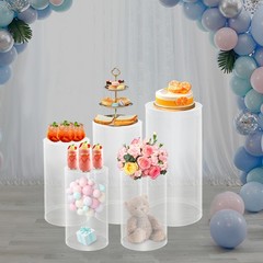 Wedding Table Flower Stand Clear Cylinder Pedestal Set 5 Pcs 77 Lbs Capacity