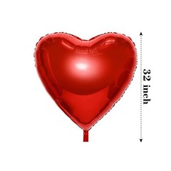 4 Pieces 32 Inches Large Heart Shaped Balloons Huge Red Foil Balloons