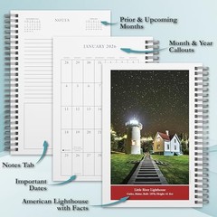 2026 Planner, Weekly & Monthly 16-Month Planner Great American Lighthouses