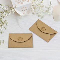 YUYUDEHM 25 Set Mini Envelopes with Blank Cards, Kraft 4.13″ x 2.76″, Brown