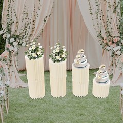 7-Piece Foldable Paper Column Display Stands for Wedding Decor and Flowers