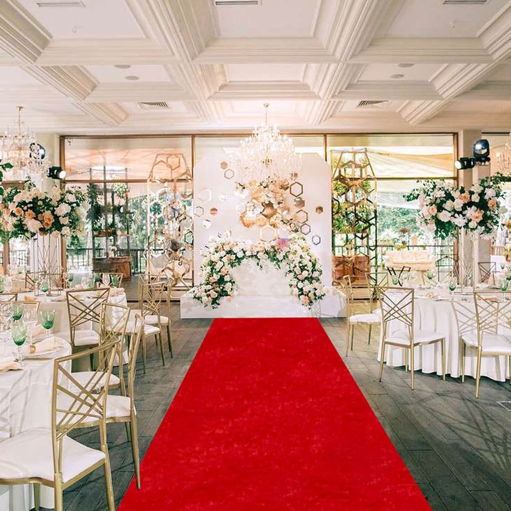 Red Carpet Runner for Party Wedding Aisle 4′ x 15′ (Rectangular),