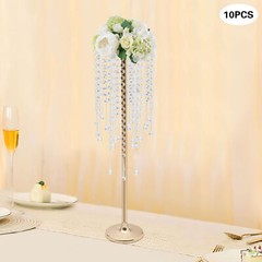 10pc 75cm Large Gold Flower Stand With acrylic Beads Strand Wedding Decor