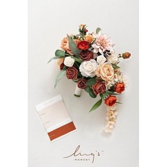 Terracotta Bridal Bouquet Artificial Flowers Wedding Decor Photoshoot Keepsake