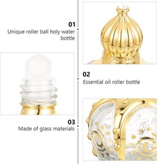 DOITOOL 2 Pcs Glass Water Bottles Refillable Essential Oil 0.3 Ounces, Golden