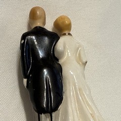 VINTAGE 1958 Napco Wedding Cake Topper 3b3301 Blonde Bride Groom