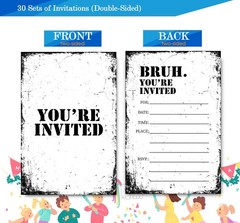 Brothers Birthday Invitations for Boys, Simple Black and White Birthday Party…