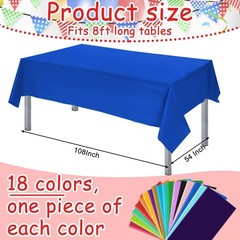 Haull 18 Pack Assorted Color Disposable Plastic Tablecloths 54 x 108 Inch Rec…