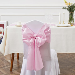 50 Pcs Pink Satin Chair Sashes Bows Universal Chair Cover for Wedding Reception