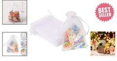 50PCS 4×6 White Organza Bags – Versatile Drawstring Gift Pouches