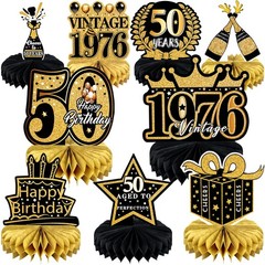9 Pcs 50th Birthday Decoration for Men Women 50th, 50th-black and Gold