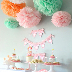 5pcs 6″-10″ Tissue Paper Pompoms Wedding Baby Shower Birthday Party Pom Poms Toy