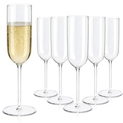 Plastic Champagne Flutes Set, 6oz Unbreakable Champagne Glasses 10 Transparent