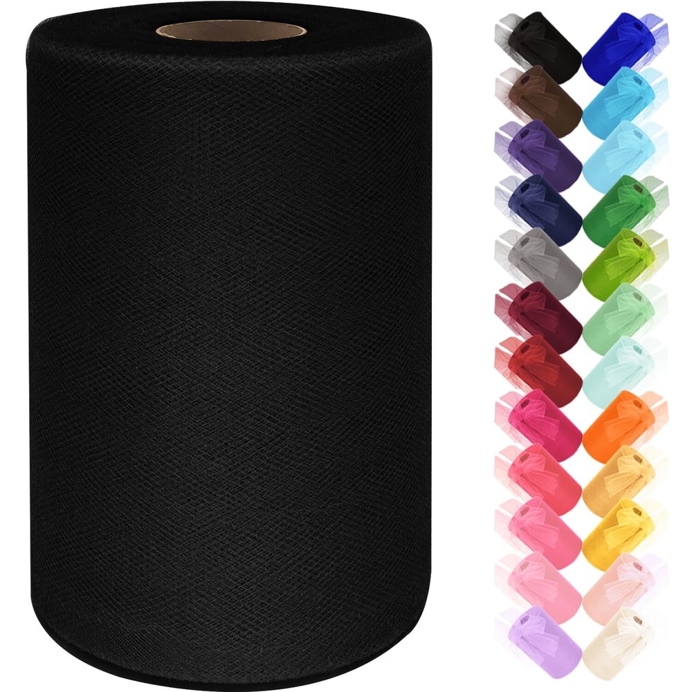 Black Tulle Fabric Rolls 6 Inch by 100 Yards 300 ft Tulle Ribbon Netting Spoo…