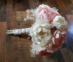 Light Pink White Bridal Bouquet Blush Peony Bridesmaid Sola Wood Wedding Flowers