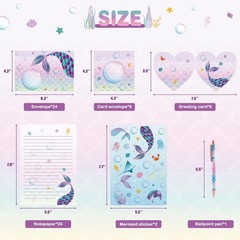 WERNNSAI 69 PCS Stationery Letter and Envelopes, Mermaid Kids Stationery Set,…