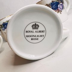 Royal Albert Moonlight Rose Cup – English Porcelain 1987, Blue Floral Gold Trim