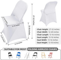 10 Packs White Spandex Stretch Folding Chair Covers for Wedding Party,Universal