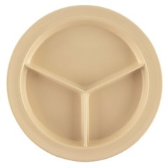 Get G.E.T. Cp-530-T Tan 9 3-Compartment Plate Break Resistant Dishwasher Safe