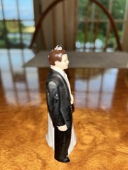 Vintage Chalkware Bride And Groom Wedding Cake Topper Pfiel & Holing 1950s 4 1/8