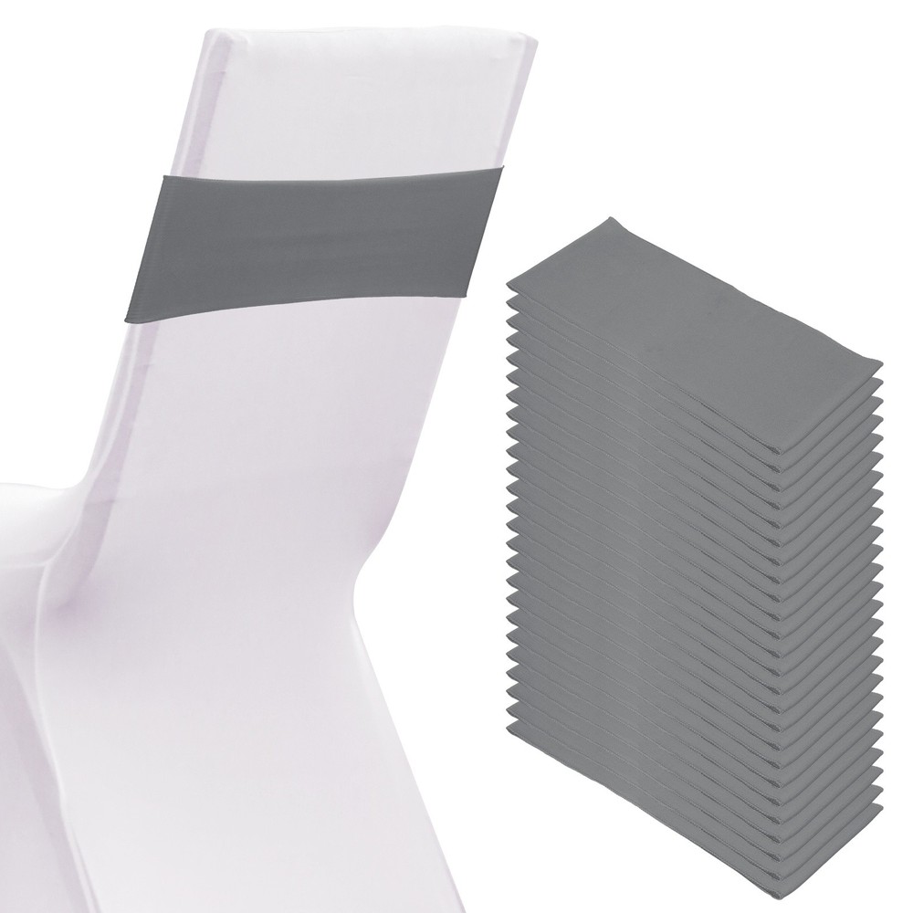 25 Pcs Spandex Chair Sashes Bows with Slider Buckle, Dark Gray