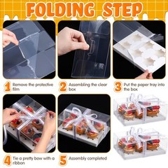 24 Pack Clear Cupcake Boxes 6 Count Plastic Clear Cupcake Containers with