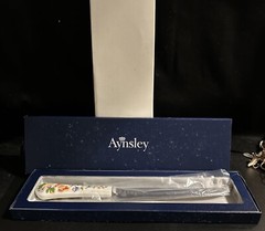 Aynsley ENGLISH FINE BONE CHINA Cottage Garden Cake Knife Server Stainless NEW