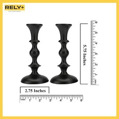 Black Candle Holders Set of 2 – Decorative Taper Candles for Matte