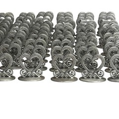 Heart Shaped Aged Pewter Finish Place Card Holders Vintage Romantic Table Decor