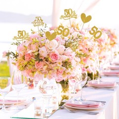 36 Pcs Golden 50th Anniversary Decorations,Ymapinc Gold Centerpieces for