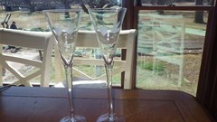Wedding toasting flutes heart and dove design 2 8 oz tall elegant stem champange