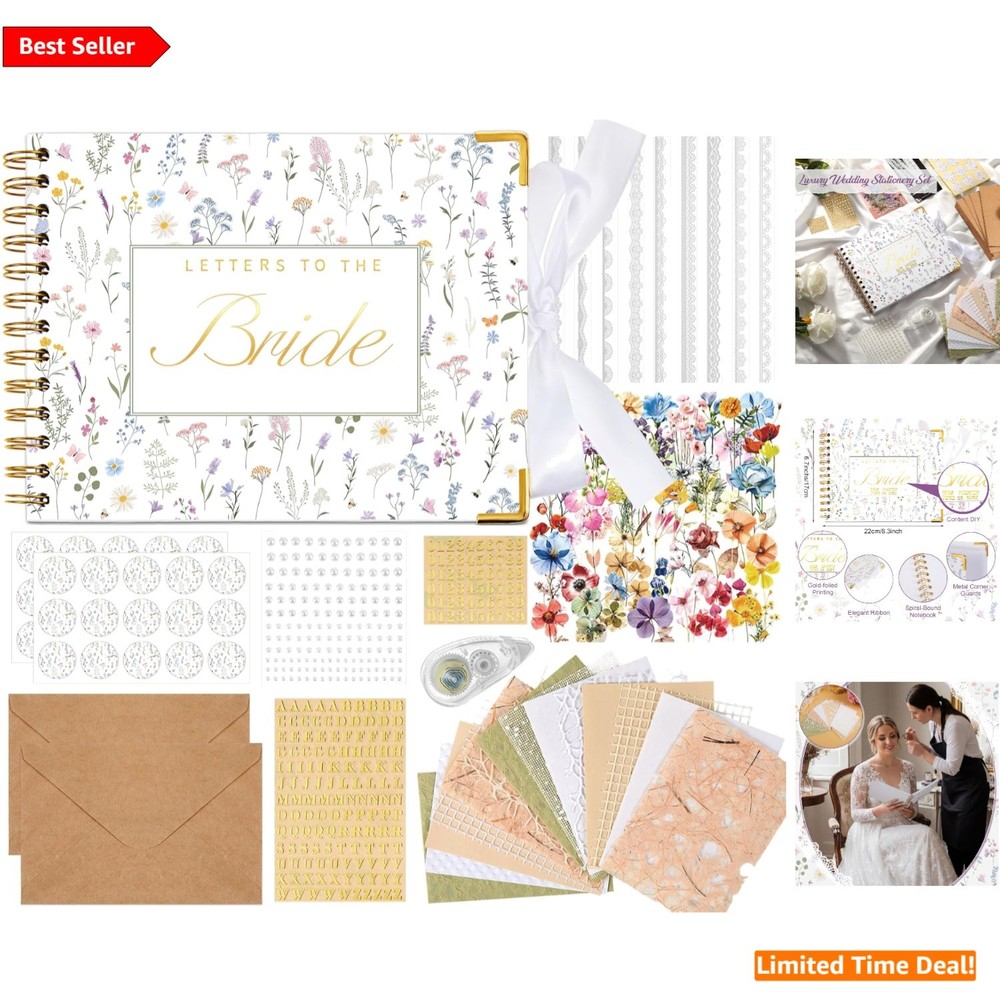 Wildflower Wedding Guest Book Set – 8.5×7 Inch Scrapbook for Cherished Memories