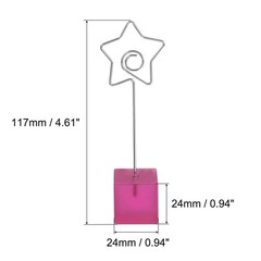 Resin Cube Base Picture Card Holder, 3 Pack Star Shape Note Holder, Pink