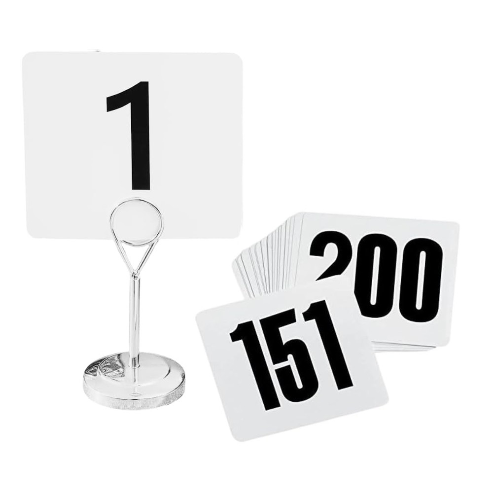 Plastic Table Number Cards 4″ x 4″ – Double-Sided Number Signs with Bold Black