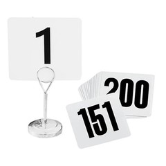 Plastic Table Number Cards 4″ x 4″ – Double-Sided Number Signs with Bold Black